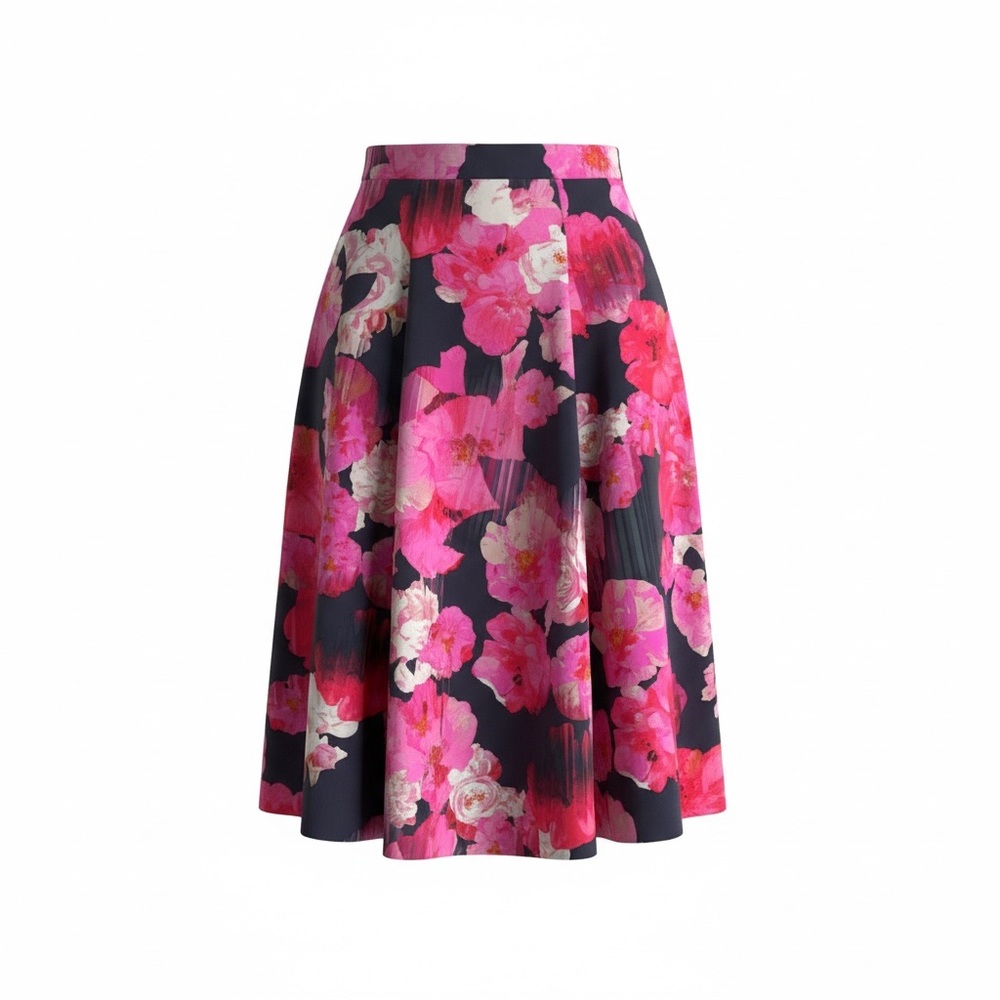 Cynthia Rowley Black Skirt with Pink Floral Print NWT Size Medium Women’s